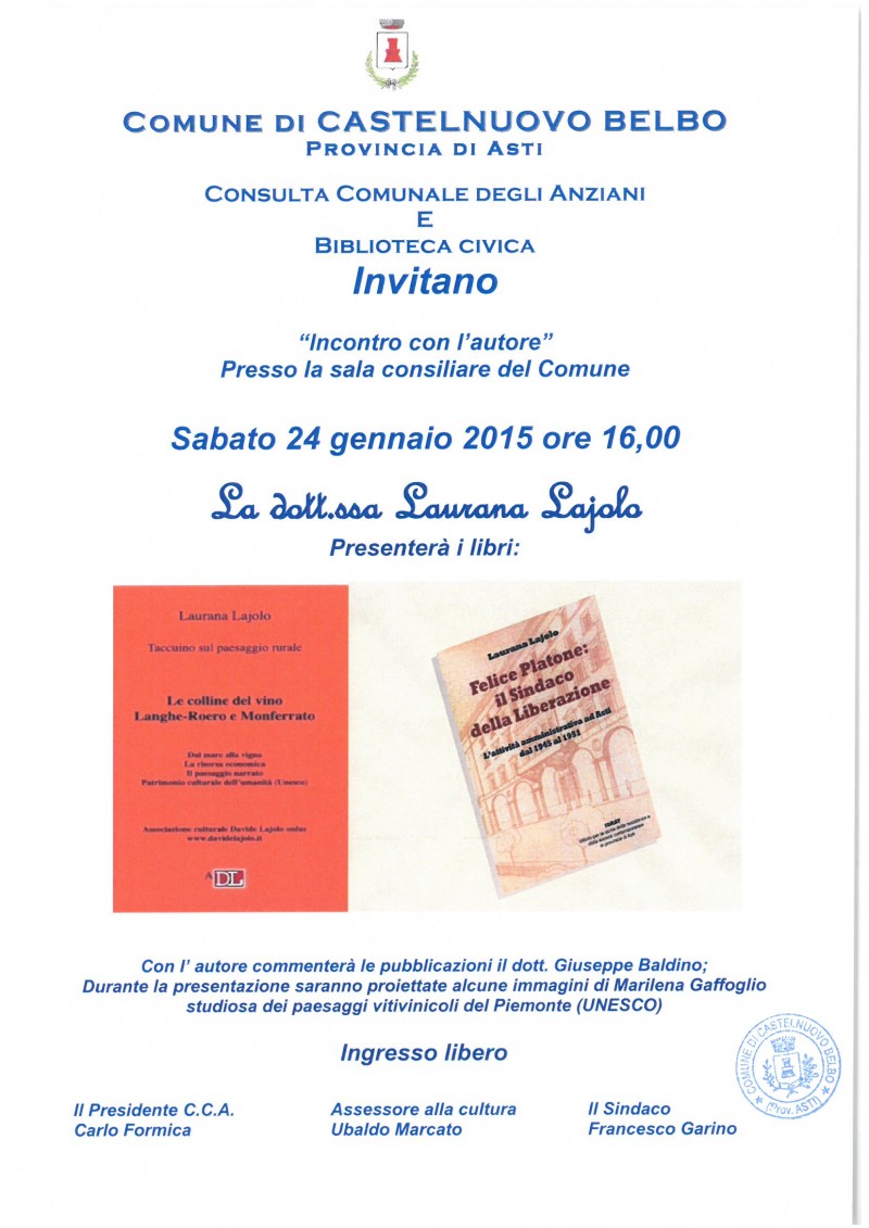 Conferenza "Incontro con l'Autore" Laurana Lajolo presenta i suoi ultimi libri