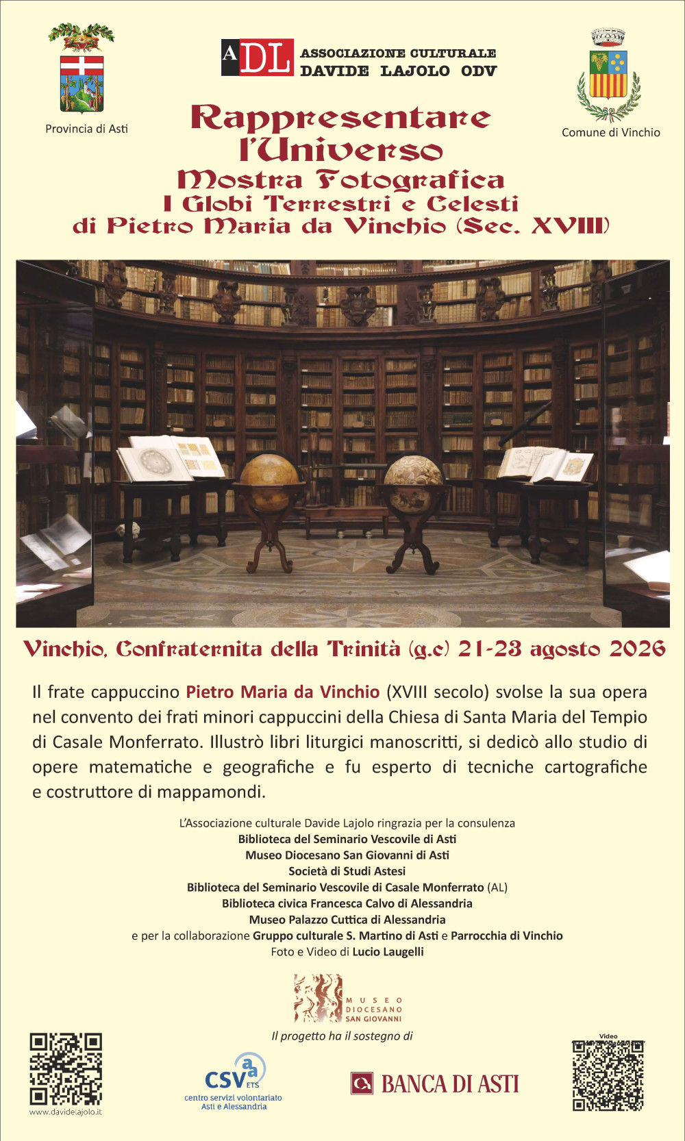 Rappresentare l'Universo Mostra Fotografica I Globi Terrestri e Celesti di Pietro Maria da Vinchio (Sec. XVIII)
