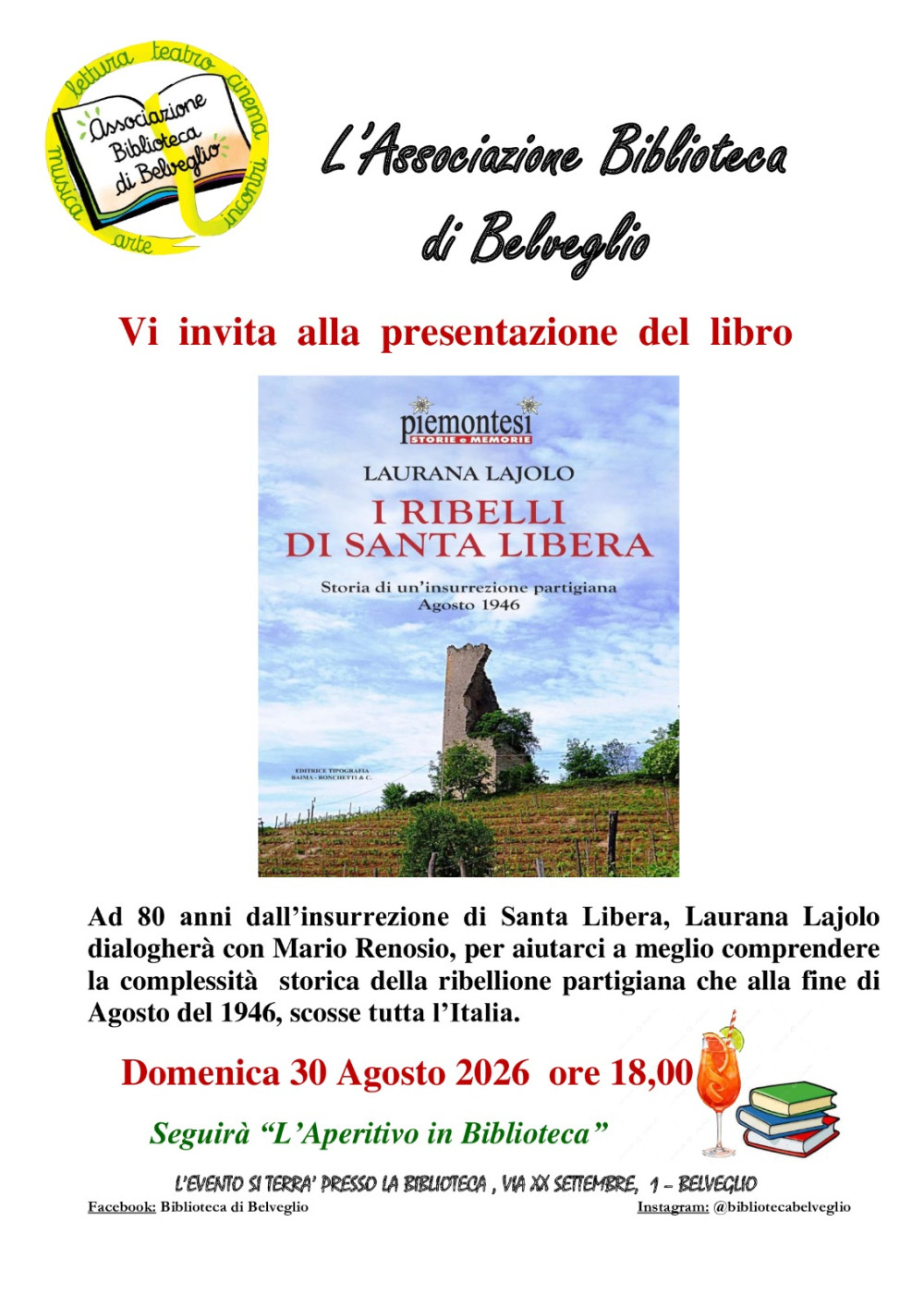 Presentazione del libro "I Ribelli di Santa Libera" di Laurana Lajolo