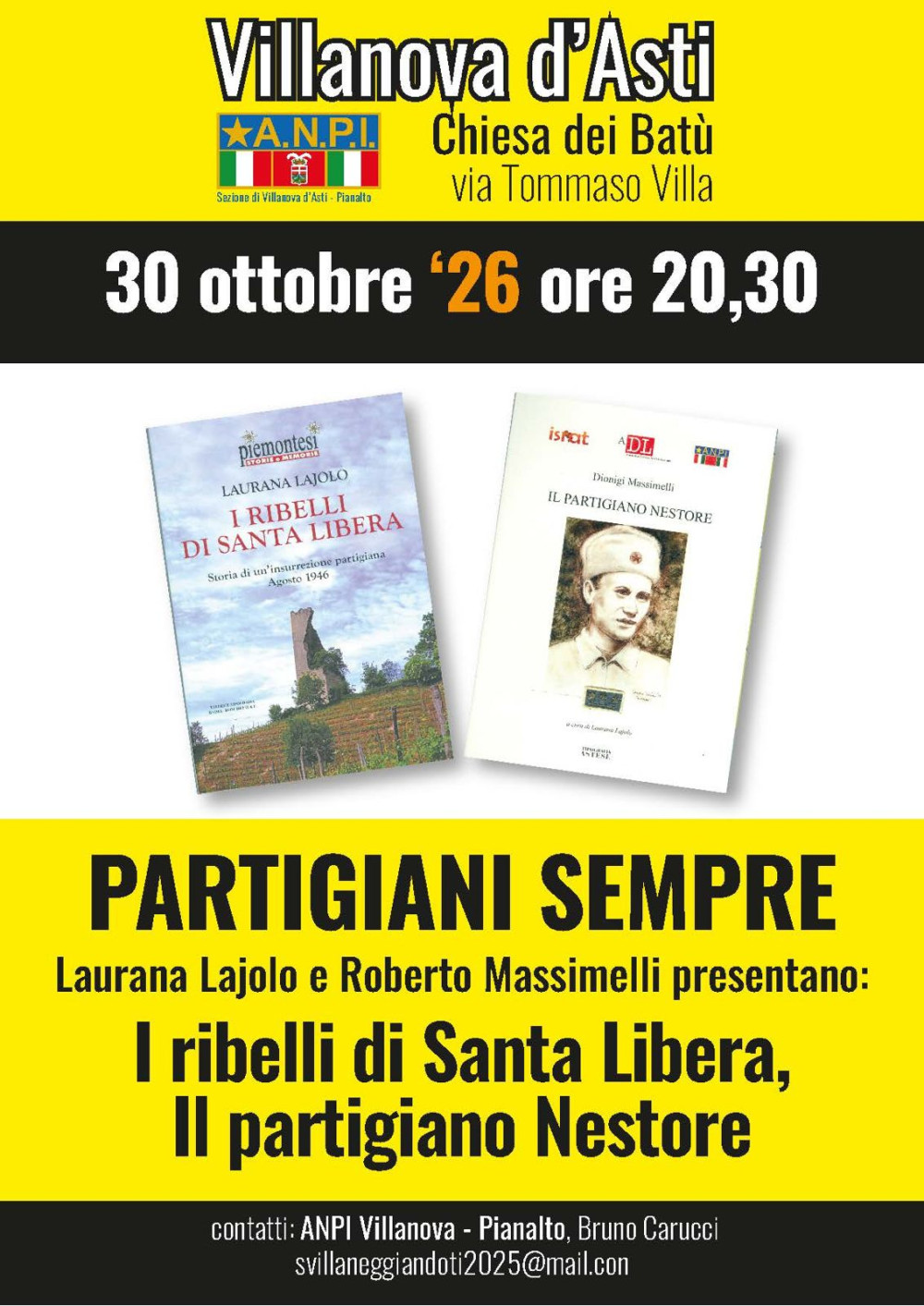 Partigiani Sempre: presentazione "I Ribelli di Santa Libera" e "Il Partigiano Nestore"